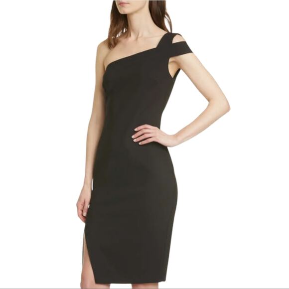 Likely Packard Elegant Black One-Shoulder Formal Party Cocktail Dress Size Large - Picture 1 of 13